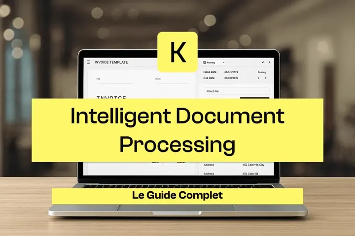 Image of a computer with the text intelligent document processing, the complete guide