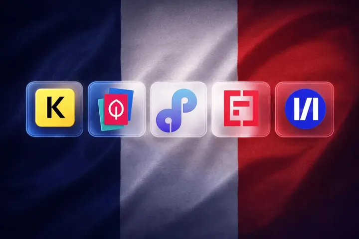 Stylized display of the logos of the 5 solutions covered (Koncile, Mindee, Docloop, Yooz and ReciTAL)